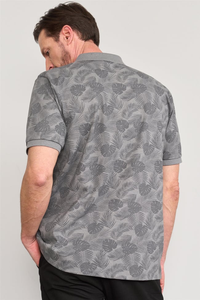 Çetinkaya Mentality 4138 Polo Yaka Rejenere Pike Metraj Baskı Regular T-Shirt Açık Gri
