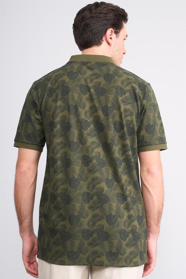 Çetinkaya Mentality 4138 Polo Yaka Rejenere Pike Metraj Baskı Regular T-Shirt Haki