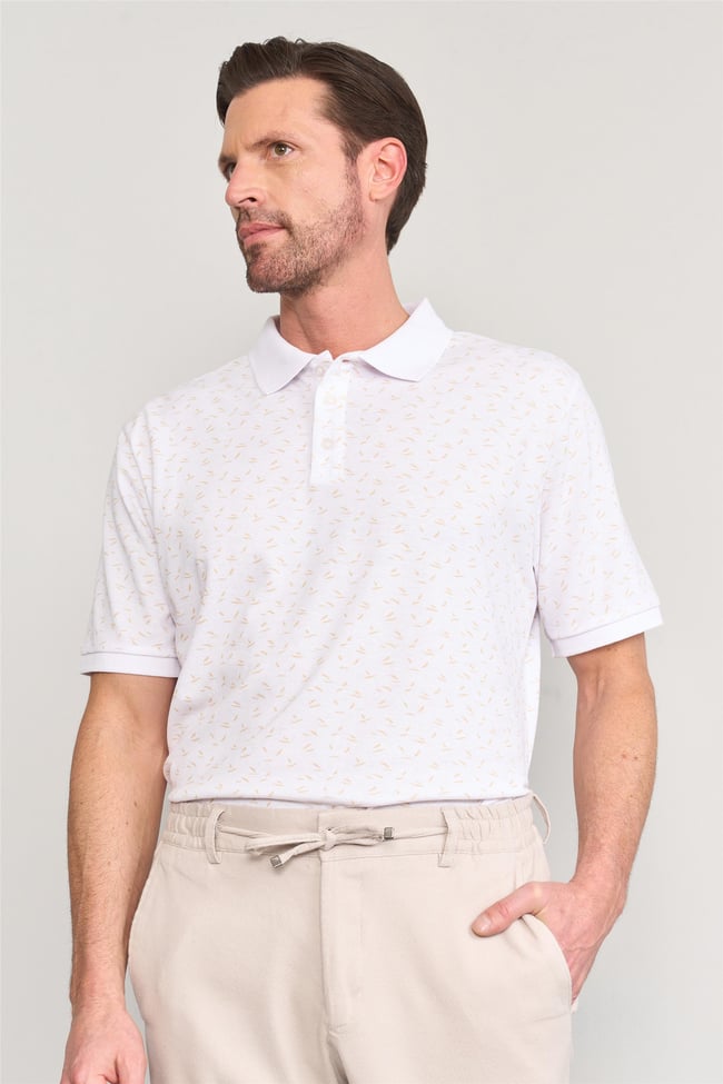 Çetinkaya Mentality 4140 Polo Yaka Rejenere Pike Metraj Baskı Regular T-Shirt Krem