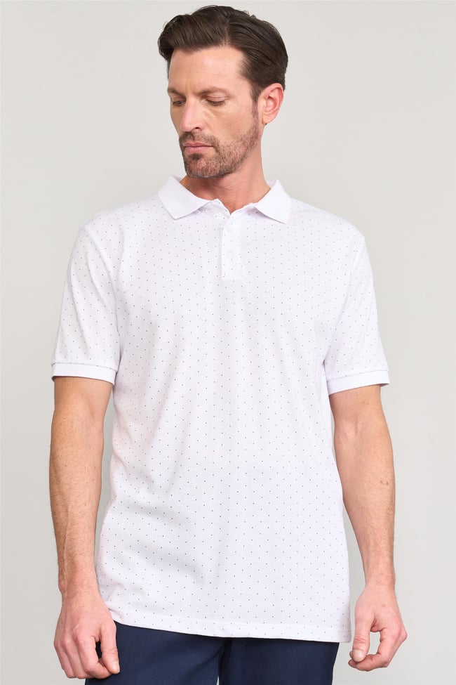 Çetinkaya Mentality 4141 Polo Yaka Rejenere Pike Metraj Baskı Regular T-Shirt Krem