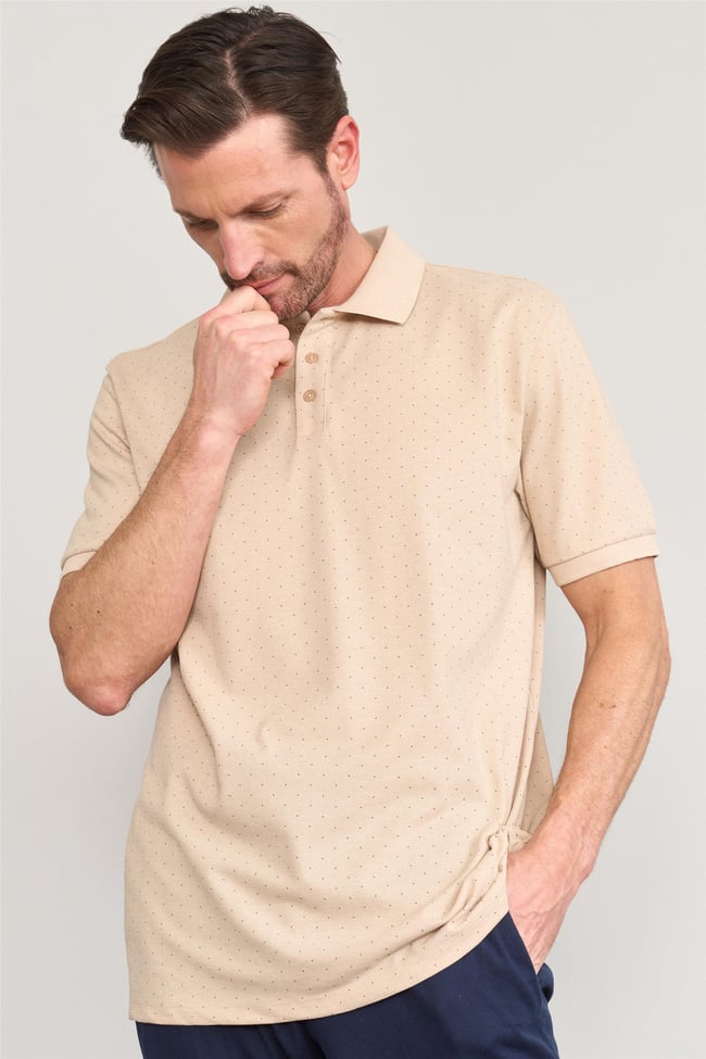 Çetinkaya Mentality 4141 Polo Yaka Rejenere Pike Metraj Baskı Regular T-Shirt Vizon