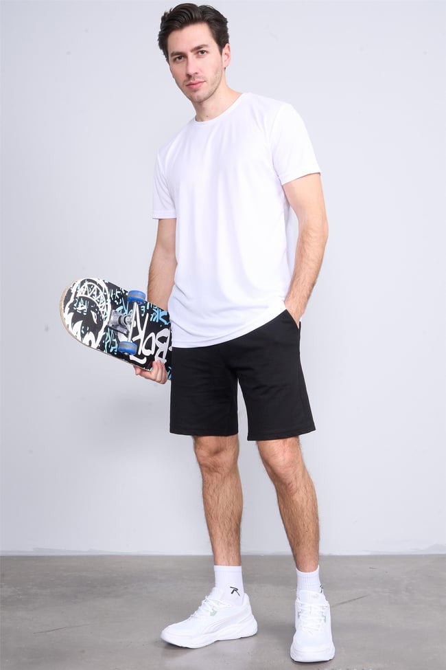Çetinkaya Mentality 4226 Bisiklet Yaka Performans Slim Fit T-shirt Beyaz