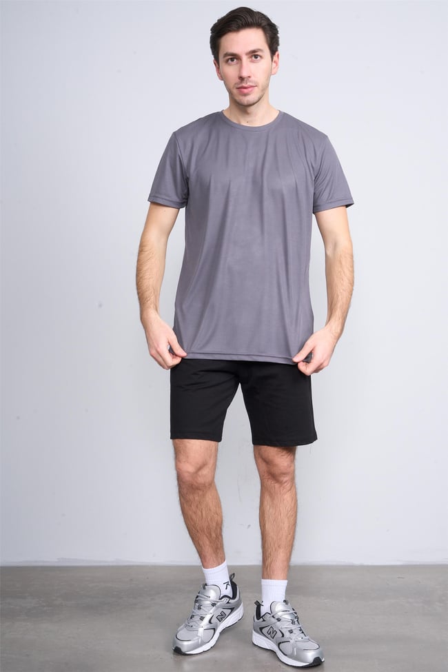 Çetinkaya Mentality 4226 Bisiklet Yaka Performans Slim Fit T-shirt Antrasit