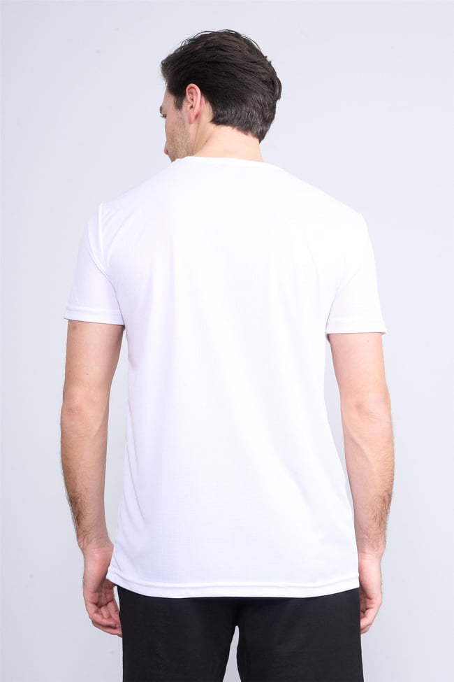 Çetinkaya Mentality 4226 Bisiklet Yaka Performans Slim Fit T-shirt Beyaz