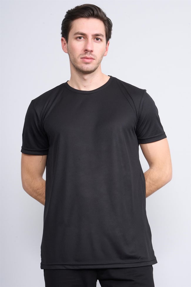 Çetinkaya Mentality 4226 Bisiklet Yaka Performans Slim Fit T-shirt Siyah