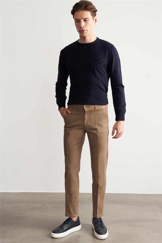 Çetinkaya Mentality 9463 Erkek Yan Cep Gabardin Pantolon Camel