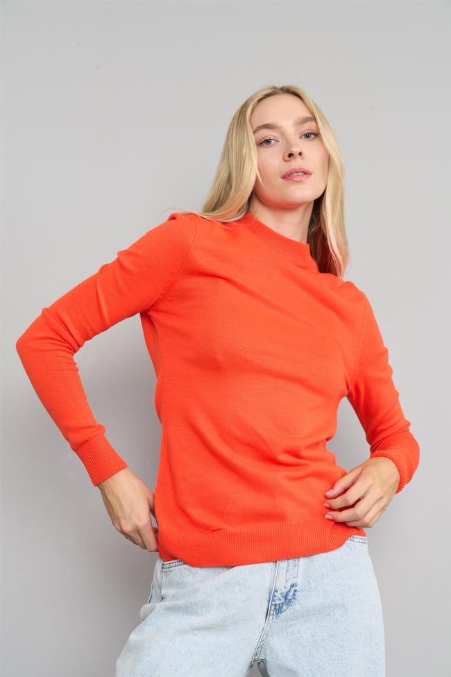 Çetinkaya Miyamira 2254 Dik Yaka Basic Triko Mercan