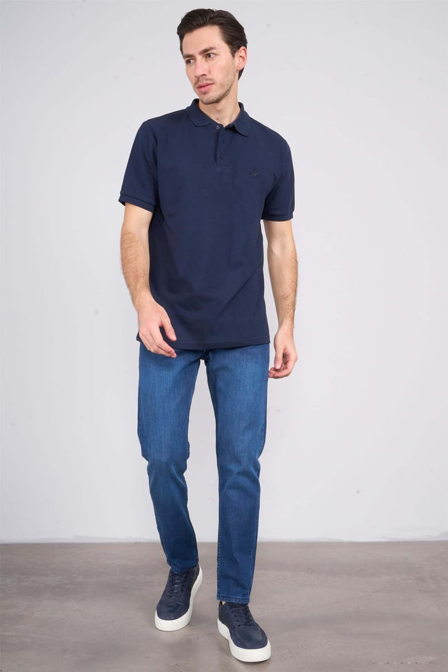 Chester Polo 2742-B Erkek Polo Yaka Pike T-Shirt Lacivert %100 Pamuk