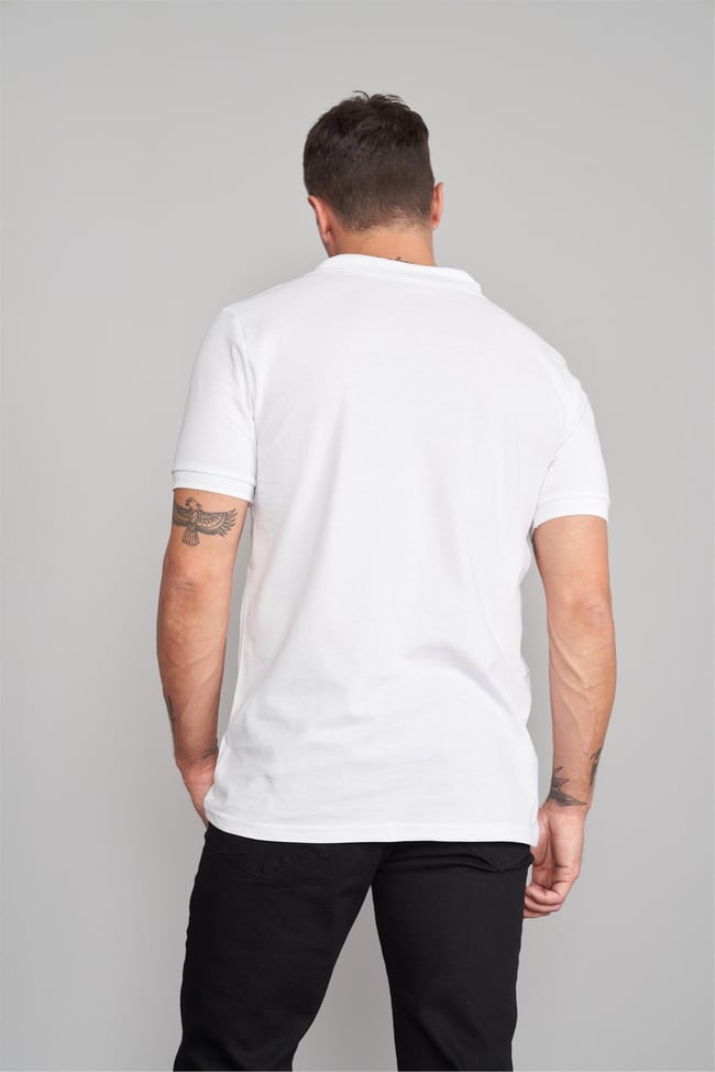 Chester Polo 2742-L Erkek Polo Yaka Pike T-Shirt Beyaz %100 Pamuk