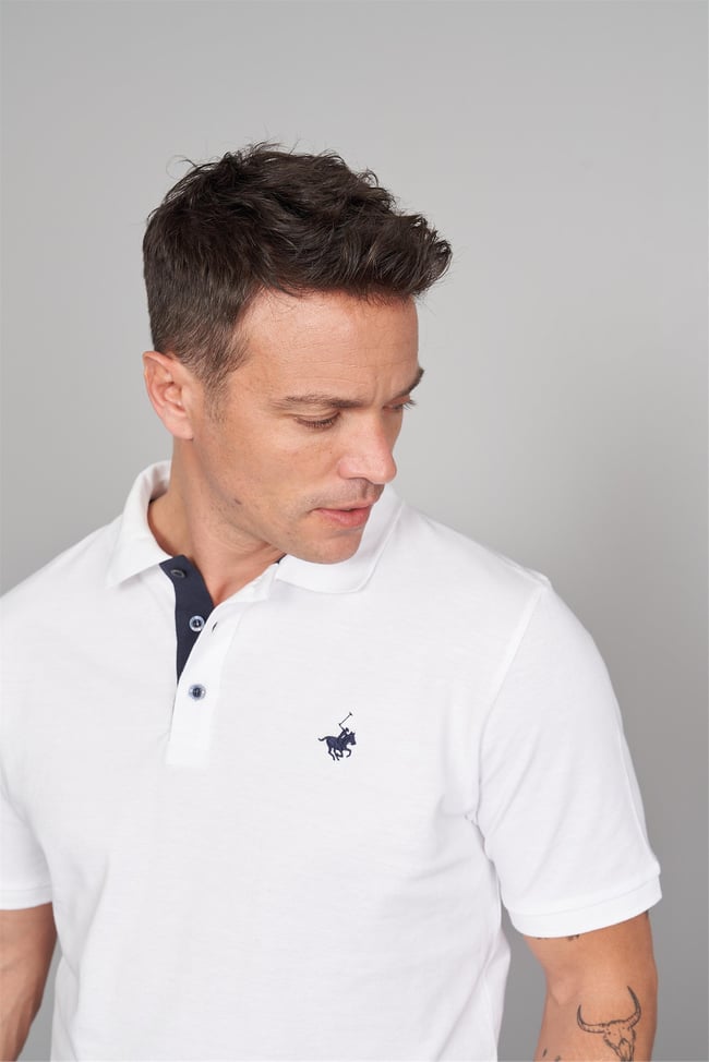 Chester Polo 3047-L Erkek Polo Yaka Penye Pike T-shirt Beyaz