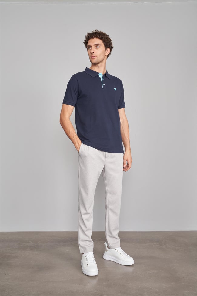 Chester Polo 3047-L Erkek Polo Yaka Penye Pike T-shirt Lacivert