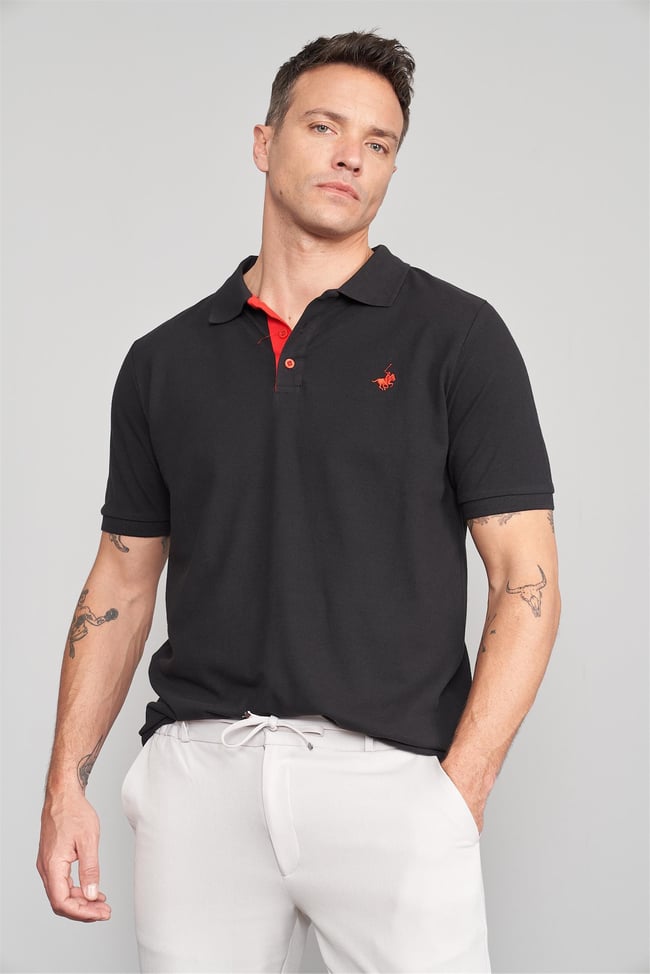 Chester Polo 3047-L Erkek Polo Yaka Penye Pike T-shirt Siyah