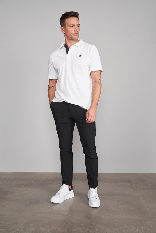 Chester Polo 3047-L Erkek Polo Yaka Penye Pike T-shirt Beyaz