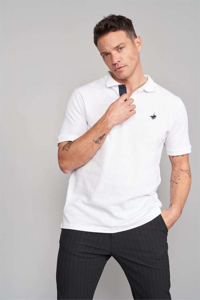 Chester Polo 3047-L Erkek Polo Yaka Penye Pike T-shirt Beyaz