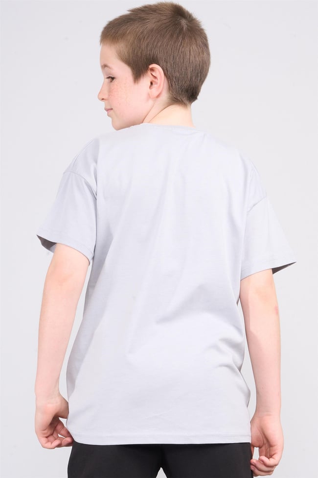 Chester Polo 32494 Erkek Çocuk Penye Baskılı Bisiklet Yaka T-shirt 4-12 Yaş Koyu Gri