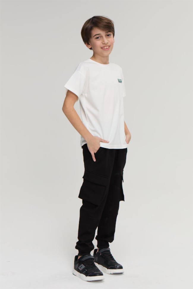 Chester Polo 32569 Erkek Çocuk Penye Baskılı Bisiklet Yaka T-shirt 4-12 Yaş Ekru