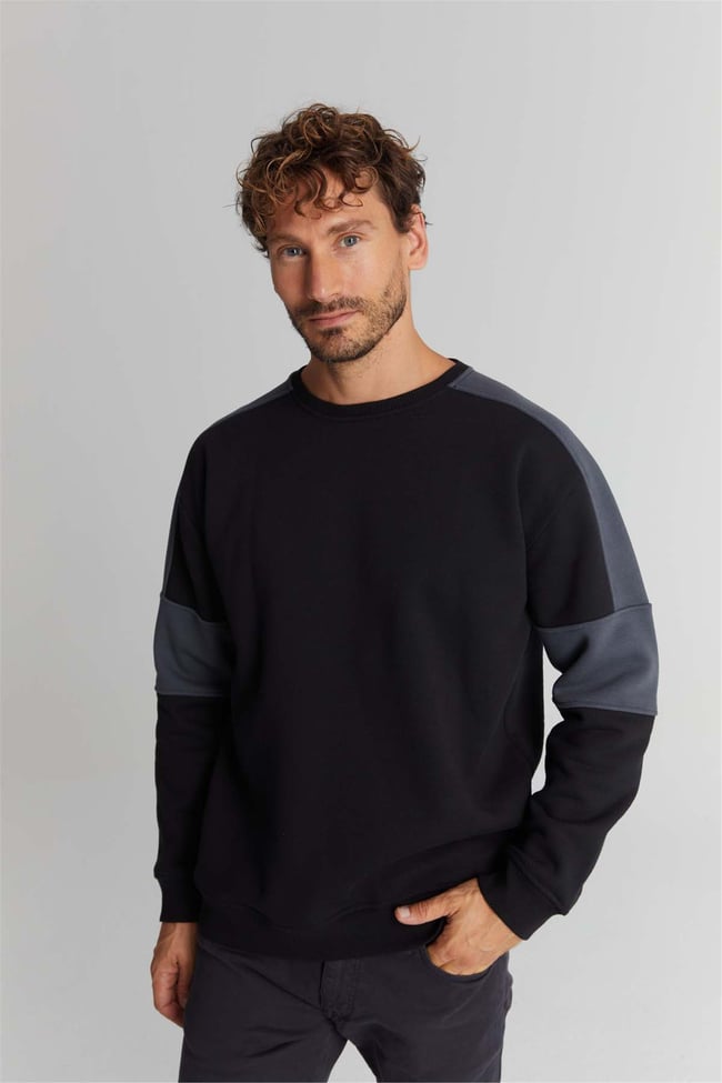 Chester Polo 3506 Bisiklet Yaka 3 İplik Şardonlu Siyah Sweatshirt