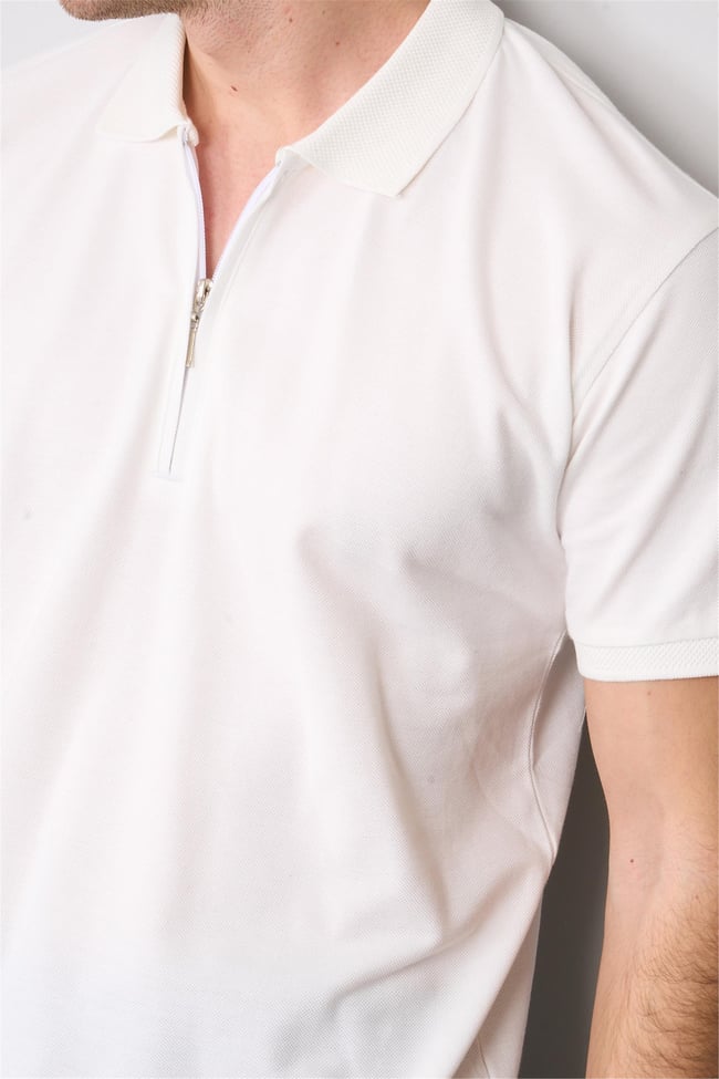 Chester Polo 3872 Erkek Polo Yaka 30/1 Penye Pike T-shirt Krem