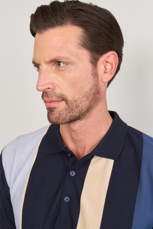 Chester Polo 3897 Erkek Polo Yaka 30/1 Ringelli Pike T-shirt Koyu Lacivert