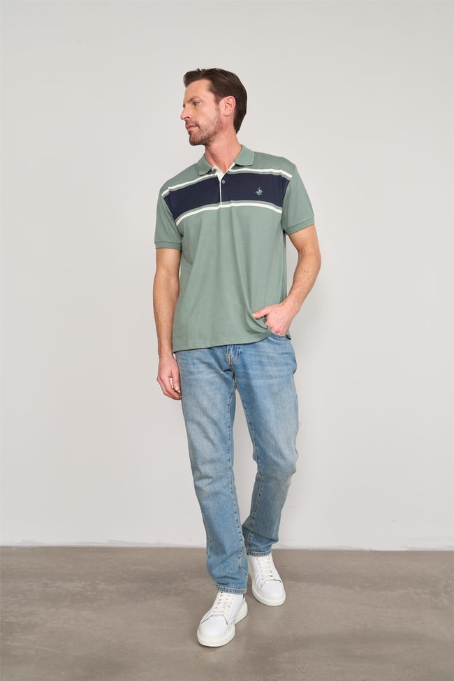 Chester Polo 4110 Erkek Polo Yaka 30/1 Ringelli Pike T-shirt Açık Haki