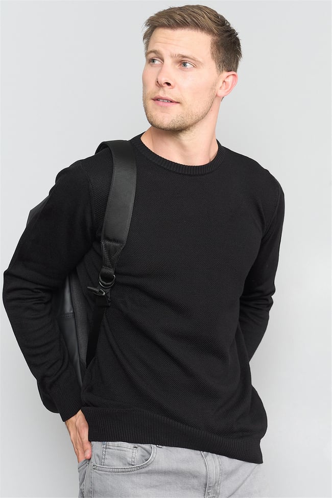 Chester Polo 5125 Erkek Bisiklet Yaka Triko Kazak Siyah