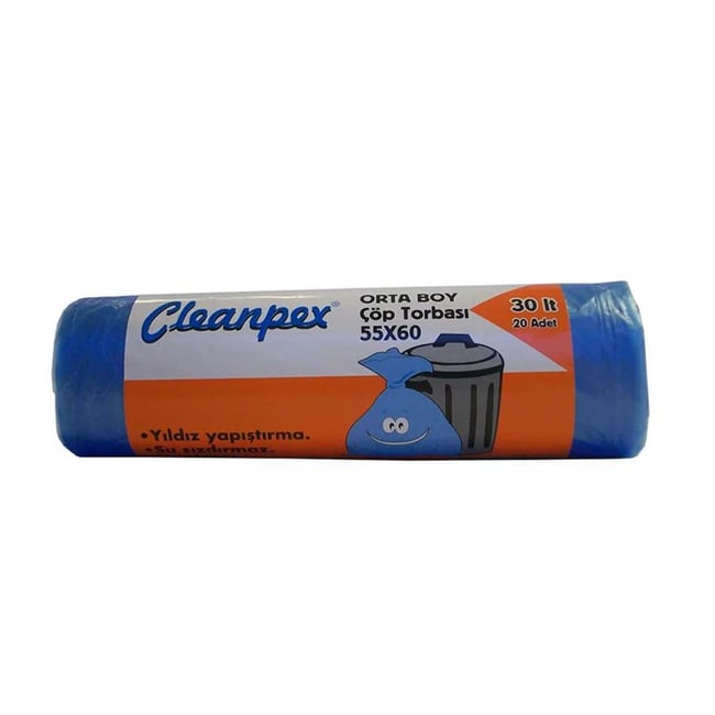 Cleanpex 77102 Orta Boy Çöp Torbası 20 Adet 55X60 Cm
