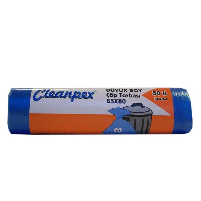 Cleanpex 77103 Büyük Boy Çöp Torbası 10 Adet 65X80 Cm