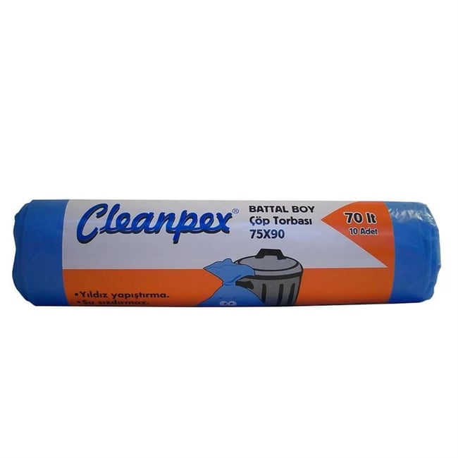 Cleanpex 77104 Battal Boy Çöp Torbası 10 Adet 75X90 Cm