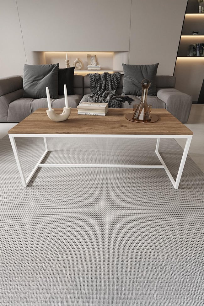 Deconode Alpine Orta Sehpa Beyaz-Kahverengi DN1100BK