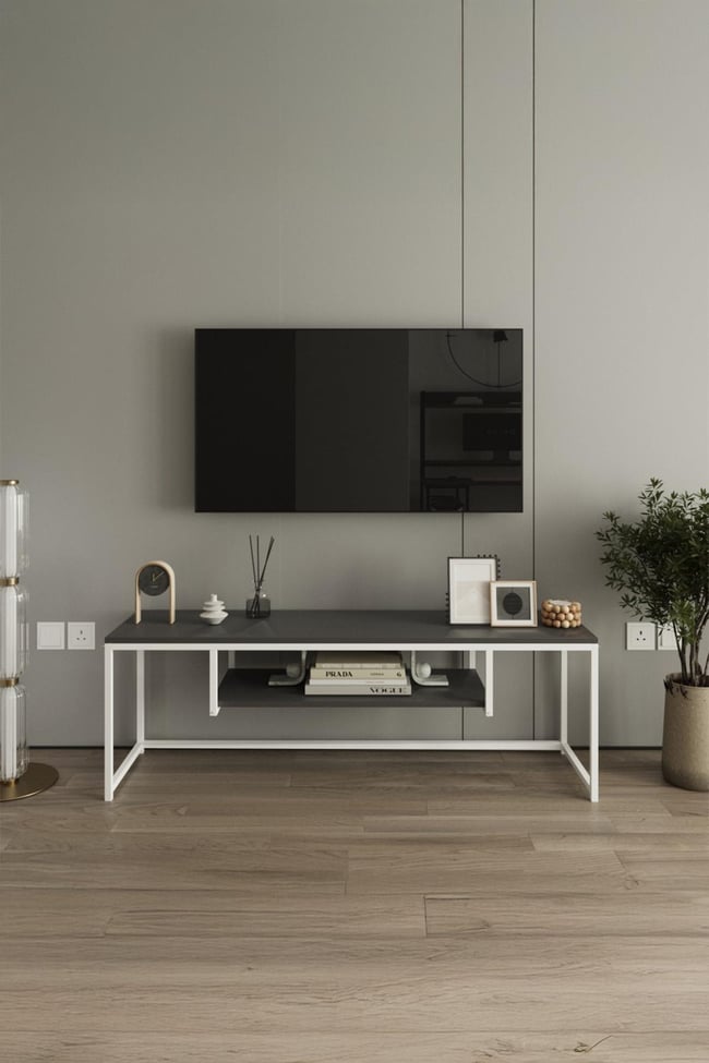 Deconode Arcadia TV Sehpası Beyaz-Antrasit DN1095BA