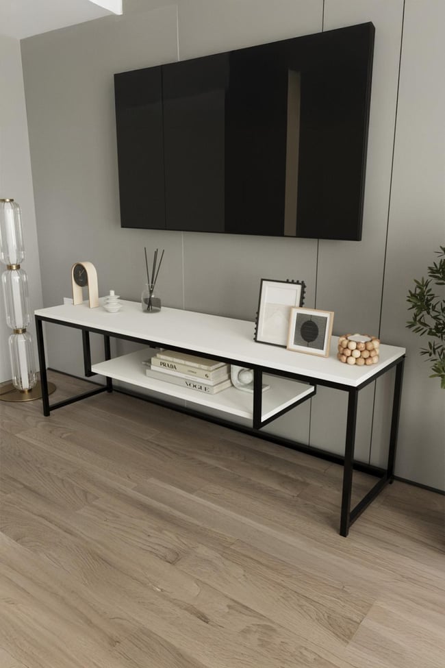 Deconode Arcadia TV Sehpası Siyah- Beyaz DN1095SB