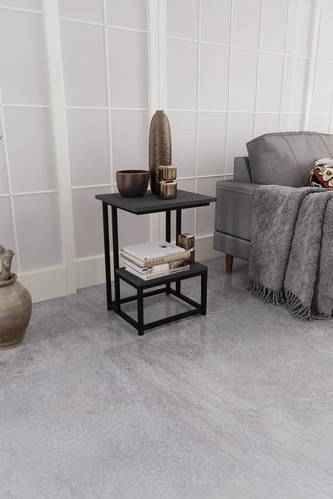 Deconode Authentic 2 Katlı Yan Sehpa Siyah-Antrasit DN1040SA