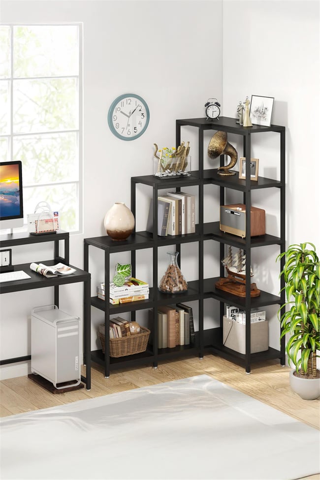 Deconode Edge Köşe Kitaplık Siyah-Antrasit DN1049SA