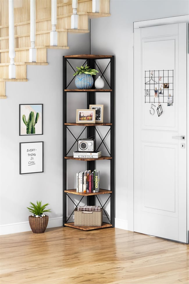 Deconode Logan 5 Katlı Köşe Kitaplık Beyaz- Beyaz DN1127BB