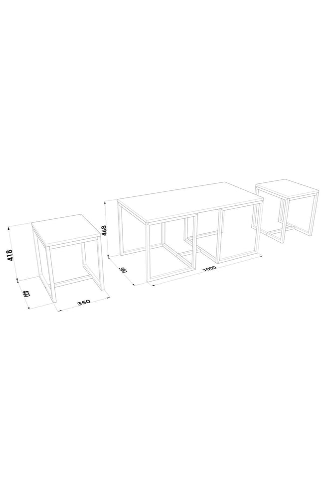 Deconode Nest 2+1 Sehpa Seti Siyah-Kahverengi DN1160SK
