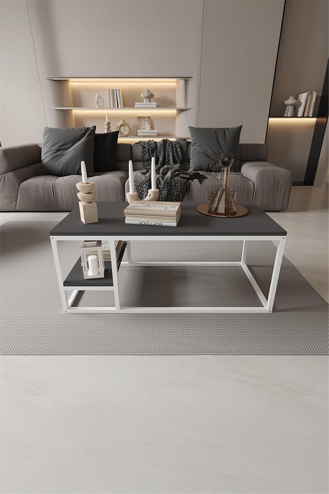 Deconode Octavio Orta Sehpa Beyaz-Antrasit DN1111BA