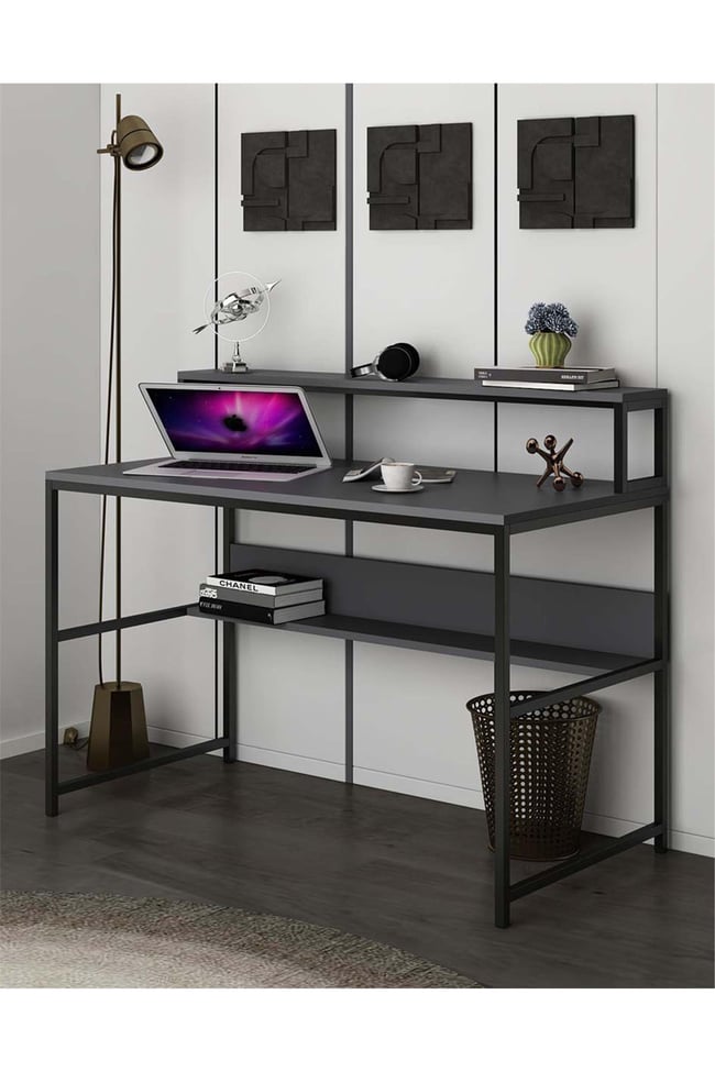 Deconode Trendy Monitör Raflı Çalışma Masası Antrasit DN1106A