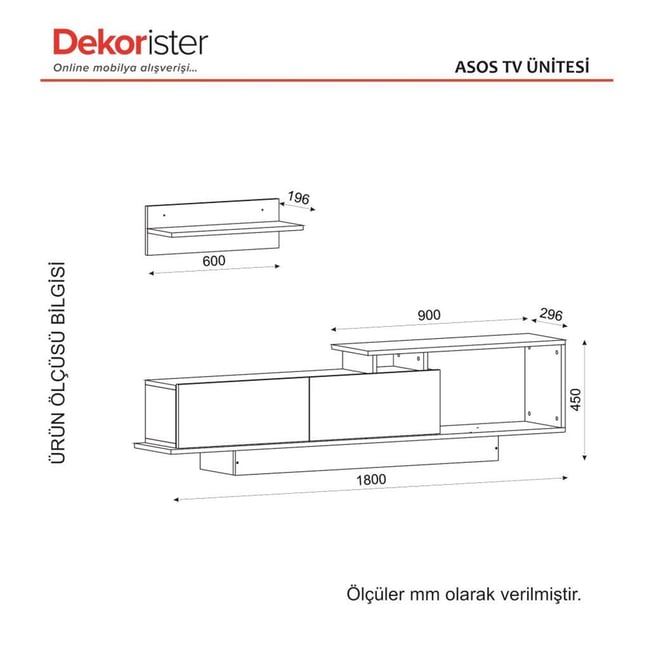 Dekorister Asos Tv Ünitesi BeyazCeviz