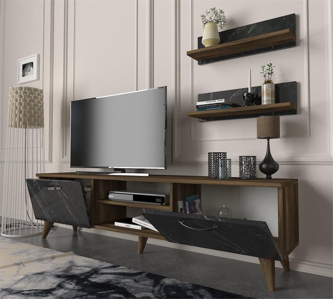 Dekorister Ayden Tv Ünitesi CevizMermer