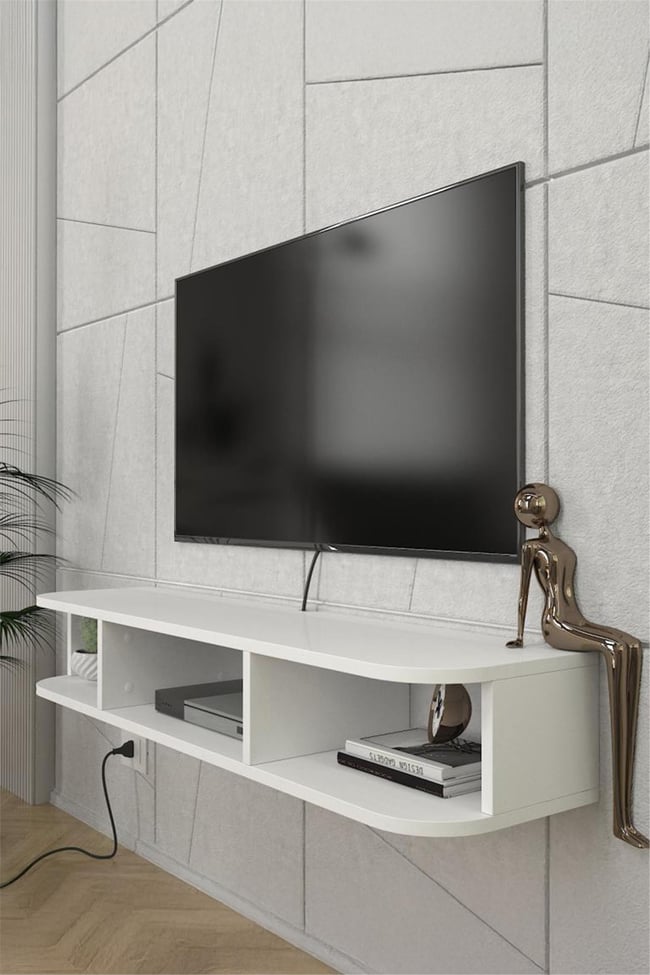 Dekorister Bask Tv Sehpası Beyaz 120 cm
