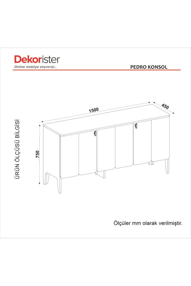 Dekorister Pedro Konsol Antrasit - Rota 150cm