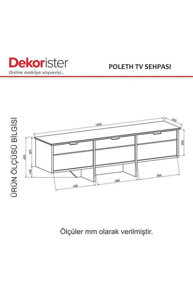 Dekorister Poleth Tv Stand Safir - Antrasit - Bona