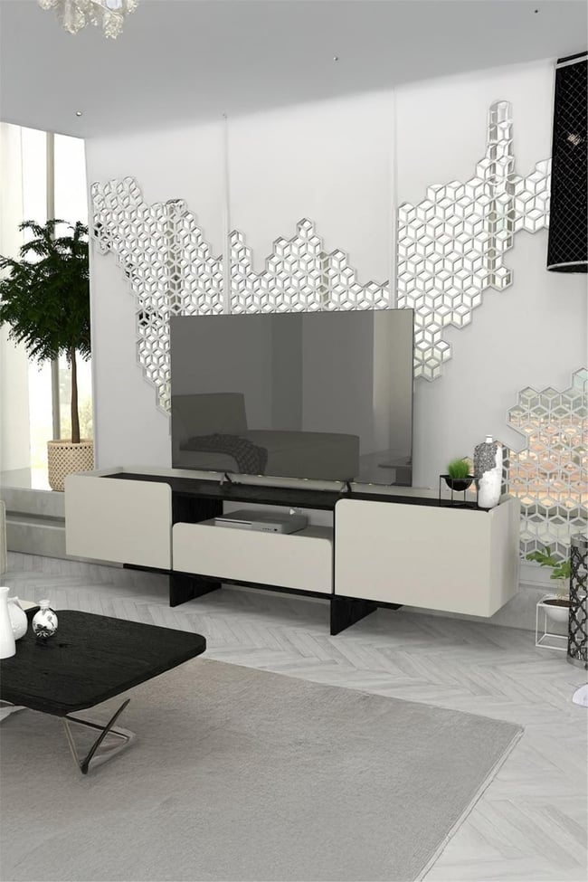 Dekorister Rogan Tv Stand Kumtaşı - Senkronsiyah