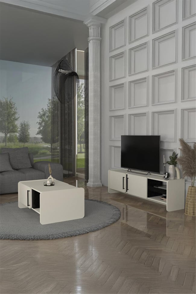 Dekorister Venera Tv Sehpası Kumtaşı - Senkronsiyah 150 cm