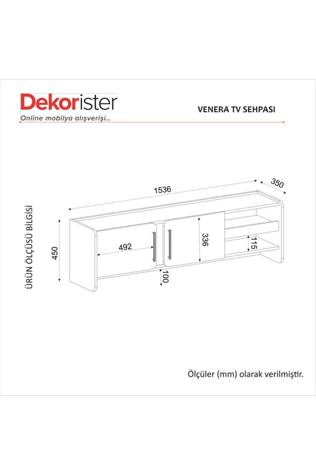 Dekorister Venera Tv Sehpası Kumtaşı - Senkronsiyah 150 cm