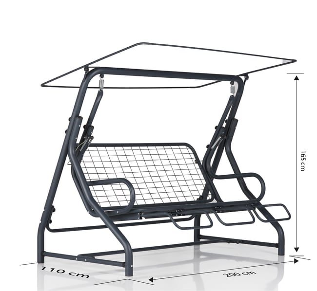 Erinöz Salvia 3 Kişilik Bahçe Balkon Salıncağı - Kırçıllı Gri