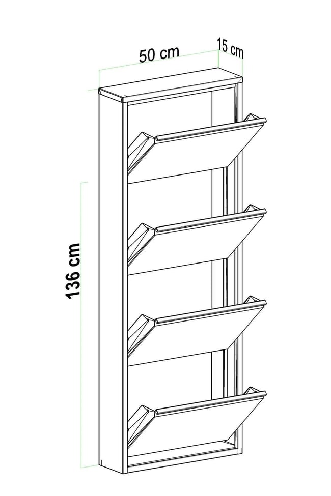 Evdemo 4 Kapaklı Metal Ayakkabılık Antrasit