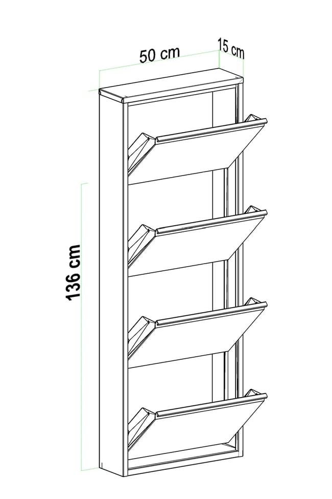 Evdemo 4 Kapaklı Metal Ayakkabılık Beyaz