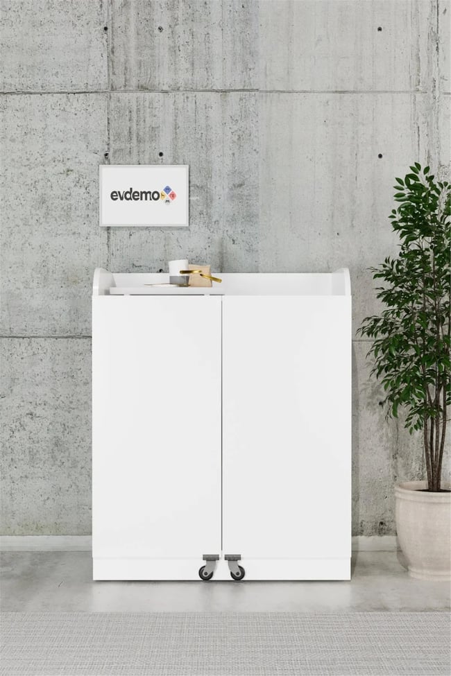 Evdemo Derin 2 Kapaklı Erzak Kiler Dolabı Beyaz