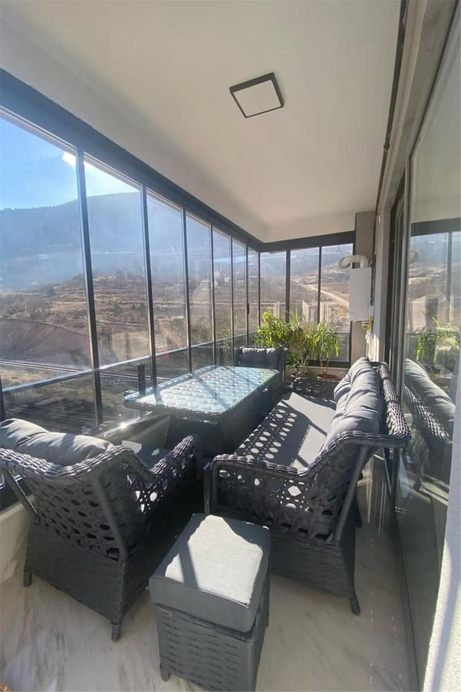 Evdemo Eren Rattan Puflu Bahçe Balkon Takımı 3+1+1 Antrasit